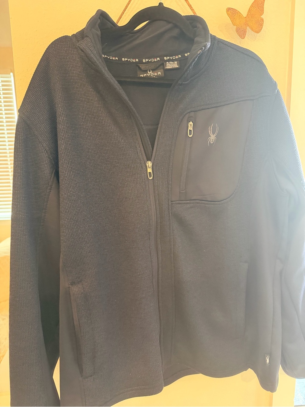 Spyder Men's Black Full-Zip Performance Jacket with Chest Pocket